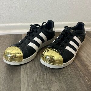 Adidas superstar MT Gold metal toe black leather metallic EUR 39 US 7.5